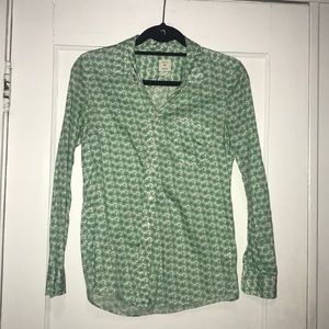 Gap Boyfriend Shirt, green bike pattern